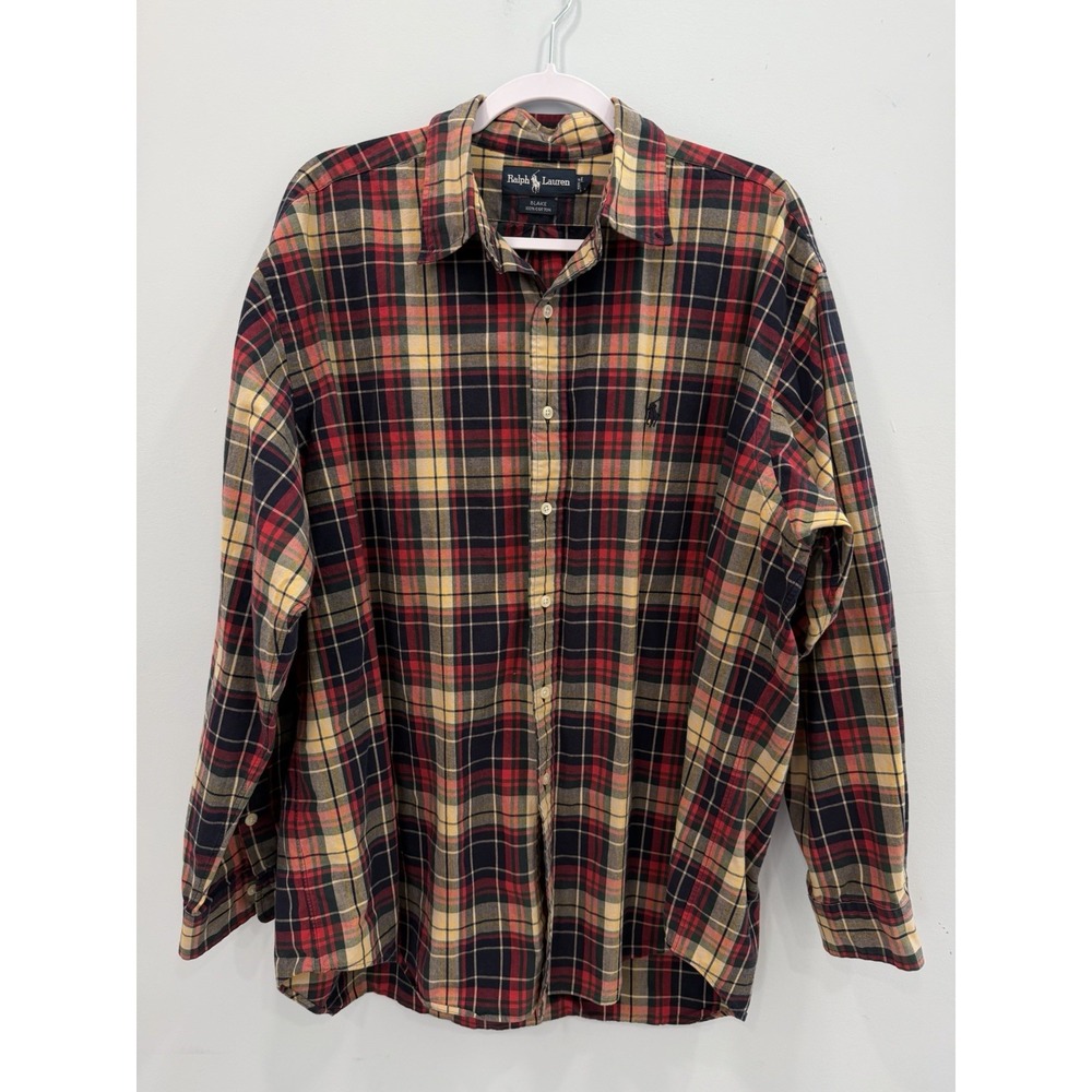 Ralph Lauren Blake Tartan Plaid Button Down Shirt XL 100% Cotton Polo